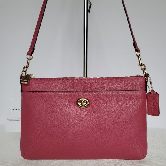 COACH Polly Pebbled Leather Crossbody Bag- Rouge color - Picture 2 of 16